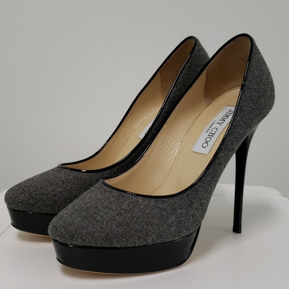 Jimmy Choo gray and black‎ heels